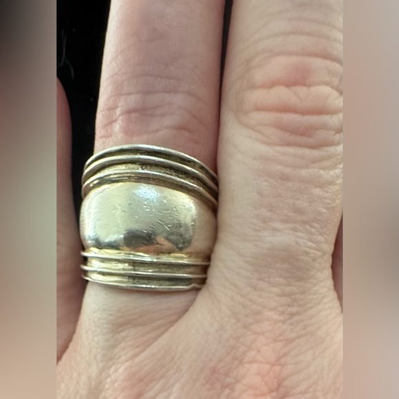 Vintage sterling silver Wide dome Ridge band Sz 7.75 ~10g - Picture 7 of 8